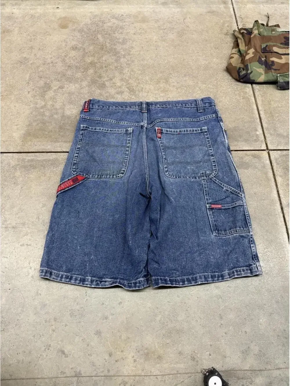 vintage paco sport faded blue relaxed baggy fit carpenter jean shorts jorts 40